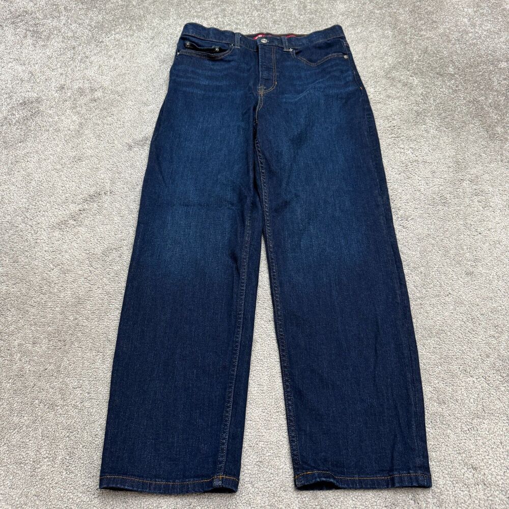 SPANX Sculpt ReDefine Slim Straight Jeans Womens 14 Regular Dark Indigo Stretch